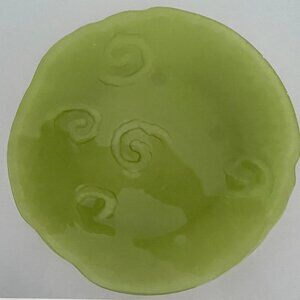 Hand Blown Green Glass Lunch Plates